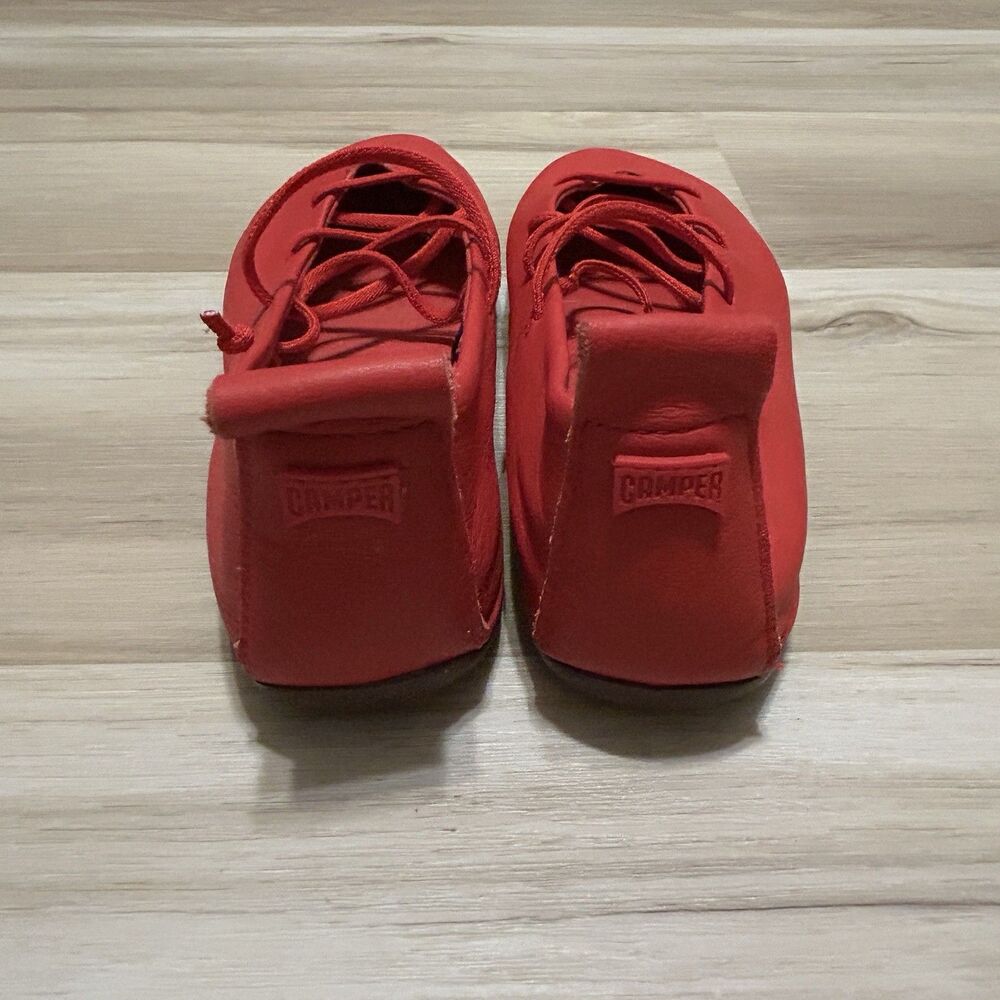 NWOT Camper Right Nina Ballerin Flat Shoes Womens EU 38 US 8 Red Leather Lace Up - Picture 5 of 7